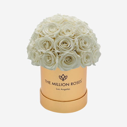 Basic Gold Superdome Box | White Roses
